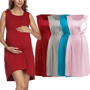 Robe <span class=keywords><strong>de</strong></span> <span class=keywords><strong>Grossesse</strong></span> et d'Allaitement <span class=keywords><strong>Tendance</strong></span> Sans Manches Col Rond Multi-Couleurs pour Femmes Enceintes - Product Image 1