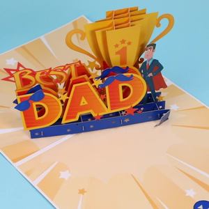 Carte de remerciement unique faite à la main pour la fête des pères, meilleur <span class=keywords><strong>papa</strong></span>, carte artisanale découpée au laser, cartes 3D pop-up pour <span class=keywords><strong>papa</strong></span> - Product Image 4
