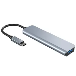 Pemisah data Usb C Hub, pusat Dok telepon seluler komputer Data tipe-c Audio 3.5mm transfer data TF SD 5 in 1