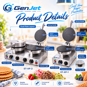GenJet Premium Pick ET XP 2 Machine à gaufrettes électriques à double plaque 2 kW pour cafés et stands de restauration mobiles - Product Image 4