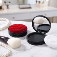 Boîte à poudre de luxe en cuir floqué avec panneau supérieur en plastique, design personnalisé, impression de logo couleur disponible, emballage compact