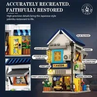 Reobrix 66506 1389PCS Juego de Bloques de Construcción de Restaurante Japonés con Barbacoa, Modelo MOC, Juguete de Tecnología de Plástico, Moderno, para Festivales