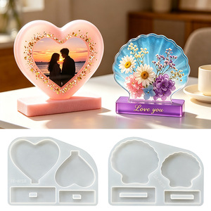 Kalp Kabuğu Fotoğraf Çerçevesi Silikon Kalıp DIY Epoksi Reçine Dekoratif Teşhir Standı Kalıbı - Product Image 2