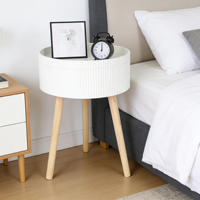 Petite table de chevet/table basse moderne blanche avec plateau de rangement amovible en bois massif à trois pieds pour salons et meubles de salon