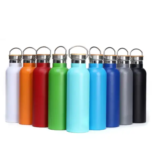 Powder Coated Double Walled Vacuum Insulated Stainless Steel Sports Water Bottles with Straw