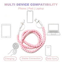 Câble de charge USB C minimaliste blanc à perles 4 en 1, chargeur de téléphone