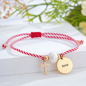 Pulsera de Disco con Nombre Personalizado Grabado, Pulsera de Cuerda Ajustable de Acero Inoxidable, Joyería de Moda Unisex para Regalo - Product Image 5