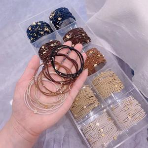 Estrella corazón flor cuentas doradas decoradas tres círculos bandas de goma elásticas para el cabello anudadas lazos para el cabello niña mujer Cola de Caballo titulares - Product Image 5