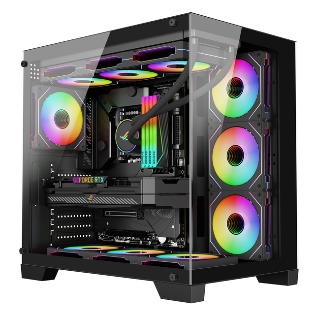 Factory OEM White Panoramic ATX Gaming Computer Case Tempered Glass Mid Tower Chassis Support 10 Fans 360mm Radiator in Stock