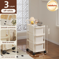 Armoire de rangement de chevet en plastique de style crème, chariot mobile sur pied, petite étagère à 5 niveaux, rangement pour collations, jouets pour bébés, chambre à coucher