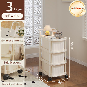 Armoire de <span class=keywords><strong>rangement</strong></span> de chevet en plastique de style crème, chariot mobile sur pied, petite étagère à 5 niveaux, <span class=keywords><strong>rangement</strong></span> pour collations, jouets pour bébés, chambre à coucher - Product Image 6