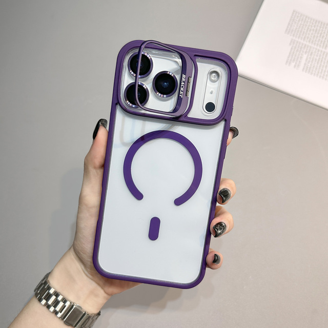 Popular Camera Lens Holder Stand Magnetic Transparent Mobile Phone Case for iPhone 18 17 16 15 14 13 12 11 Pro Max