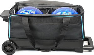 Bolsa de bolos Brunswick con ruedas, múltiples usos, compartimento espacioso para zapatos, estilo retro para dos bolas - Product Image 4