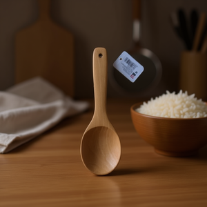 MNJ Wooden Rice Spoon 12503 Natural Wood Kitchen Utensil 12Pcs Pack - Product Image 2