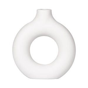 <span class=keywords><strong>Maceta</strong></span> de una sola flor de estilo chino moderno, jarrón de donut, Nueva campana colgante de cerámica de plástico decorativa pequeña para jardín - Product Image 6