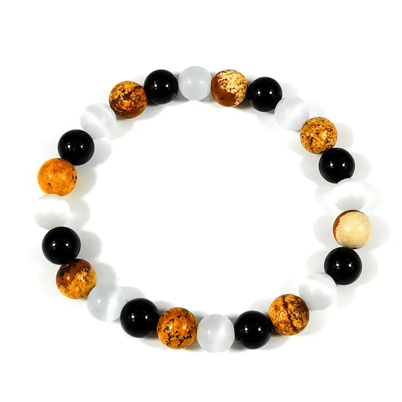 8mm Perlen-Heilungsarmband schwarz Tourmalin Meditation Chakra Ausgleich schwarz Naturstein-Armband Pulsera Mujeres