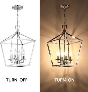 家の装飾アメリカンスタイルのレトロな工業用メタルケージランタンブラックキッチンアイランドペンダントハンギングライトランプチェーン付き - Product Image 4