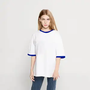 새로운 스타일 사용자 정의 인쇄 로고 폴리 에스터 코튼 패브릭 tshirt 대형 tshirt