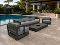 Hangkai Outdoor-Möbelset Wasserdichtes Outdoor-Sofa-Set Pulverbeschichtetes Aluminium Garten-Sofa-Set