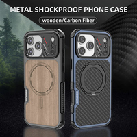 Nouvelle Arrivée 2026 – Coque de Téléphone de Luxe en Fibre de Carbone Véritable et Métal, Antichoc Renforcé avec Recharge Sans Fil pour iPhone 17 Pro Max