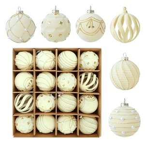 Nouveauté transfrontalière : Boules de Noël creuses 6 cm, 16 pièces, floquées et peintes, pendentifs pour sapin de Noël, accessoires de fête - Product Image 5