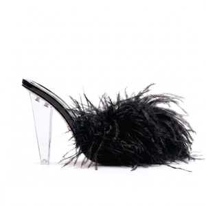 Sandali Estivi da Donna <span class=keywords><strong>con</strong></span> Tacco Alto, Scarpe <span class=keywords><strong>con</strong></span> Tacco in Perspex Trasparente, Ciabatte <span class=keywords><strong>con</strong></span> <span class=keywords><strong>Piume</strong></span> - Product Image 1