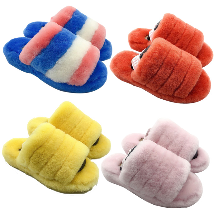 Модная домашняя обувь для девочек ug с леопардовым принтом розовые Черные Серые удобные теплые Нескользящие меховые тапочки обувь детские сандалии из овчины