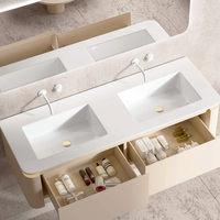 Meuble de salle de bain mural avec miroir LED, étagère en verre trempé, meuble de salle de bain flottant moderne pour la vente en gros
