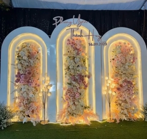Aangepaste Bloem Boog Muur Decoratie Pvc Achtergrond 3d Board Arch Chiara Achtergrond Stand Bruiloft Evenement Feest Decoratie Met Licht