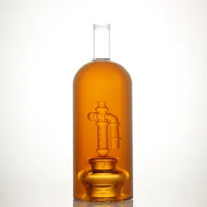 Kunden spezifisch 1000 ml 700 ml 750 ml hohe Boro silikat Wodka Gin Rum Tequila Brandy Likör Spirituosen flasche
