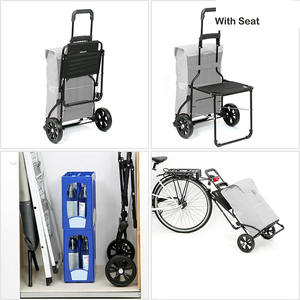 รถเข็นช้อปปิ้งใส่สบายกระเป๋าเก็บความเย็นหุ้มฉนวนสีดำ42ลิตรทนทานพับได้พร้อมที่นั่งรถเข็นช้อปปิ้งมัลติฟังก์ชั่น - Product Image 5