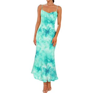 Vestido Casual Largo de Poliéster para Mujer, con Tirantes Finos y Estampado Floral, Servicio de Personalización OEM ODM - Product Image 1