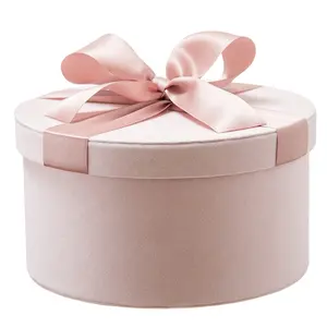 모조리 서클 작은 리본-럭셔리 라운드 선물 포장 벨벳 종이 상자 세트 리본 웨딩