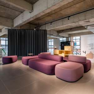 مجموعة وحدات داخلية حديثة ، إطار معدني بتصميم قابل للتعديل ، مكتب منزلي من الجلد الصناعي ، ردهة الشركة - Product Image 3