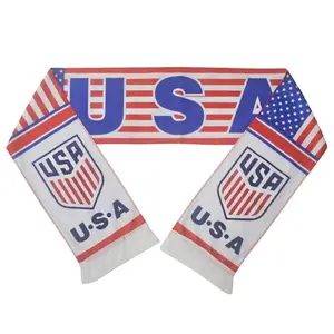 Nuoxin Wholesale Cheap Price 15*130CM Polyester Printing American Flag Scarf With Tassel Decoration