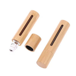 <span class=keywords><strong>Bo</strong></span> Zheng botella de Perfume de aceite de esencia de bola de madera de bambú ecológica hecha a mano 3ml/5ml/10ml capacidad diseño Simple pantalla de seda - Product Image 2