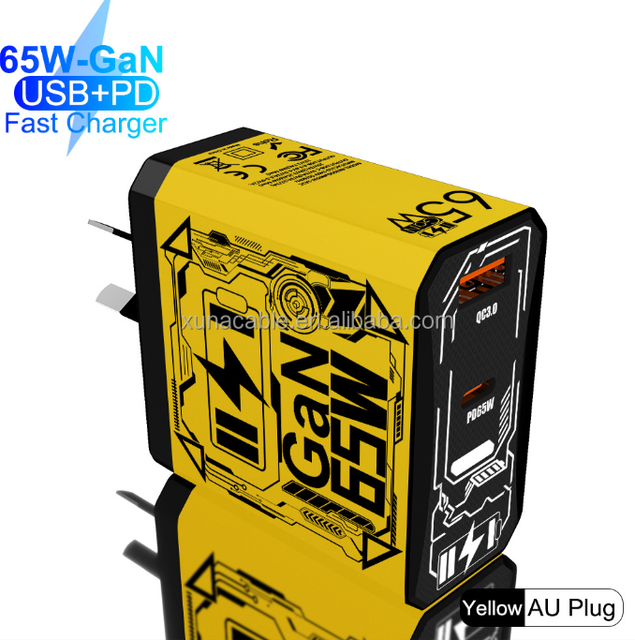 PD 65W Charger GaN Fast Charging Dual Port Suitable for Computer Tablet Charging Travel Adapter