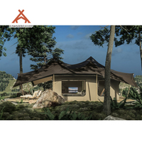 Membrane PVDF permanente Kawagebo Kamp (KK) Luxe 132 ㎡   Tente de glamping Safari avec salle de bain pour 3-4 personnes