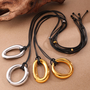 Gold Plated Stainless Steel Pendant <b>Necklace</b> 86cm Length 33.1mm Irregular Shape Unisex Jewelry Gift Classic Style - Product Image 6