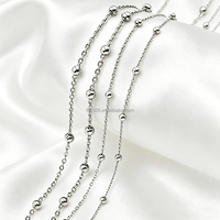 Collier chaîne plate en acier inoxydable, chaîne à maillons soudés en forme de O avec perles rondes de 3 mm, chaîne de bijoux DIY