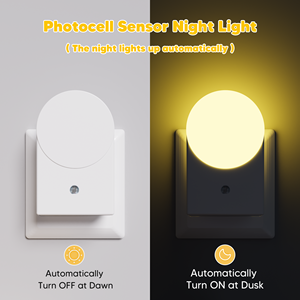 Luz nocturna LED OEM con sensor de luz del anochecer al amanecer, lámpara de pared automática de luz blanca cálida para dormitorio, pasillo, baño, escaleras, cocina - Product Image 3