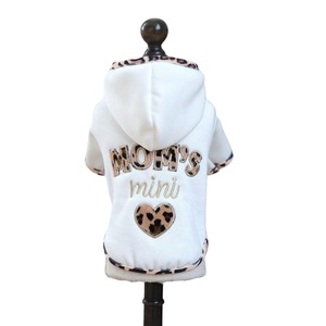 Sweat-shirt à capuche imprimé léopard blanc pour petits et moyens chiens et chats, vêtements pour animaux de compagnie quatre saisons, matériau en polyester - Product Image 5