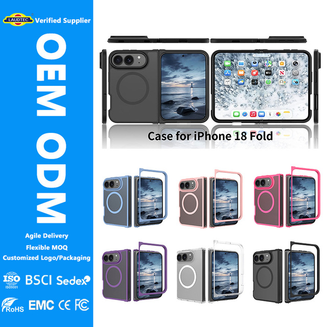 Laudtec Magnetic Case for Apple iPhone 18 Fold TPU+PC Silver Shield Skin Feeling Matte Magnetic Shockproof Phone Cover