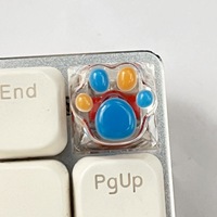Cute Pink Handmade Cat Claw Keycaps Transparent Resin Shine Through Detachable Keyboard Creative Caps for MX Mechanical Keyboard