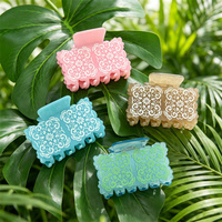 Pince à cheveux en acétate à imprimé fleur de frangipanier hawaïen 9CM, forte tenue, série tropicale, pour les voyages d'été