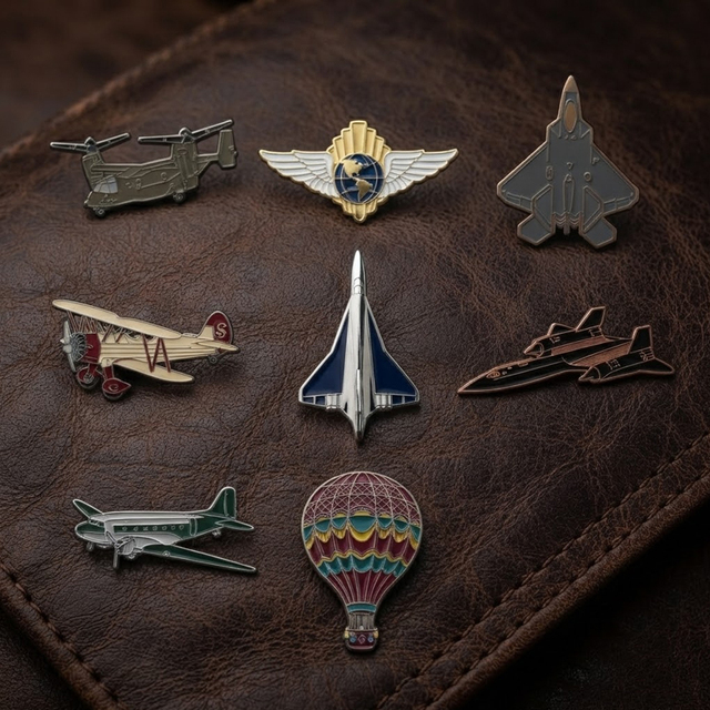 Custom Wholesale Logo Aircraft Shape Aviation Gifts Flight Wing Airbus Brooch Pin Badge Metal Airplane Fighter Jets Lapel Pin