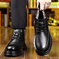 Chaussures rétro pour hommes, mocassins à plateforme à lacets, bottes de neige, dessus en cuir de vache, semelle intermédiaire en caoutchouc, coussin antidérapant, maille respirante