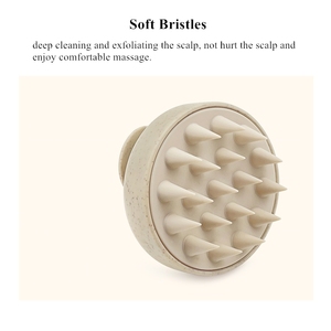 Juego de 3 cepillos desenredantes ecológicos de paja de trigo, cepillo masajeador para el cuero cabelludo, cepillo para champú, peine de dientes anchos, cepillo para cabello húmedo y seco. - Product Image 5