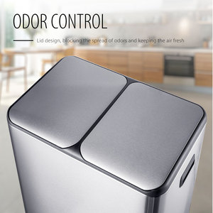 Contenedor de <span class=keywords><strong>Basura</strong></span> Anti Olores de 60L, Contenedor de Reciclaje Grande para Cocina con <span class=keywords><strong>Doble</strong></span> Compartimento, Pedal, Acero Inoxidable - Product Image 5