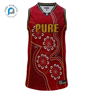Murni disesuaikan jersey basket aborigina jersey basket seragam sublimasi pria jersey basket dan celana pendek au nz